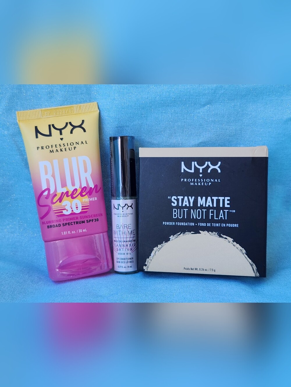 NYX Makeup Bundle: Blur Screen SPF 30, Lip Conditioner & Stay Matte Powder - New